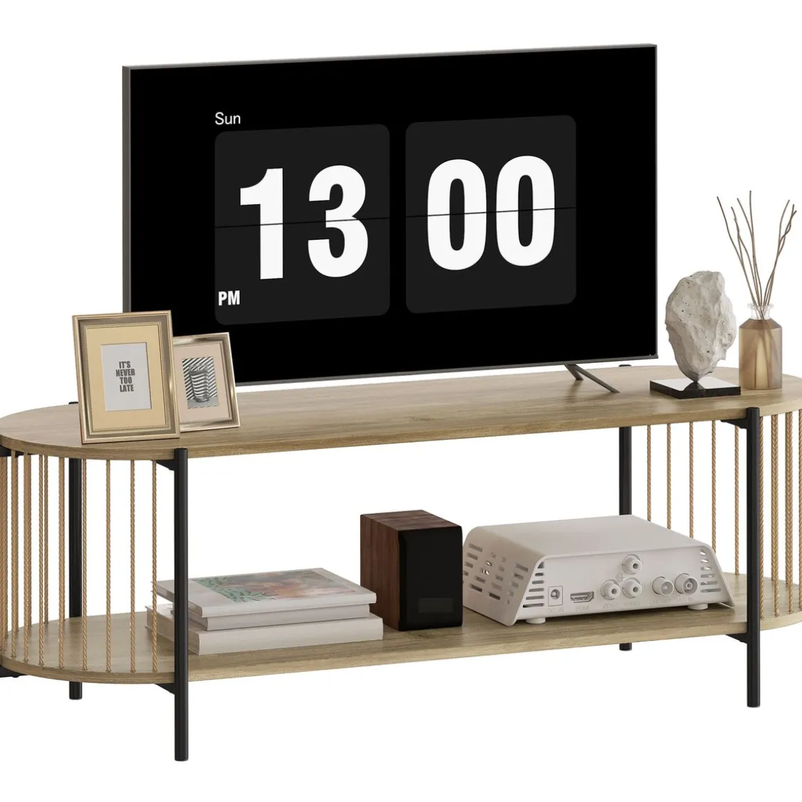 Mueble de TV Sumi Homcom con 2 estantes natural 41x124x43,5 cm
