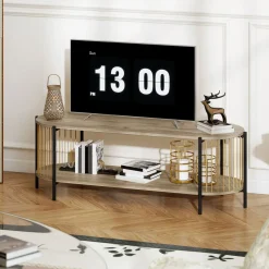 Mueble de TV Sumi Homcom con 2 estantes natural 41x124x43,5 cm