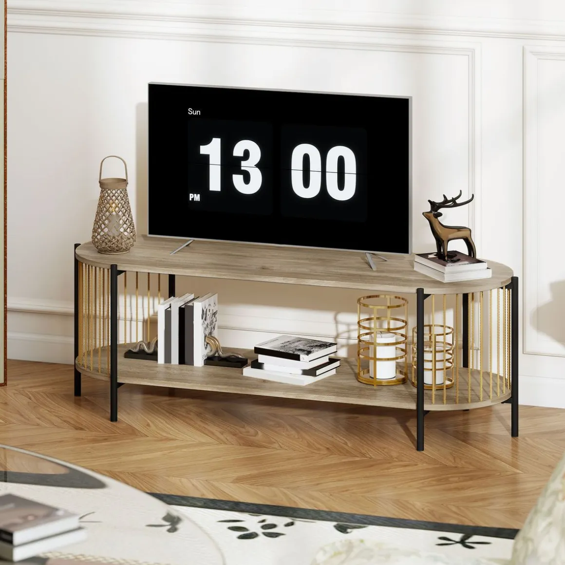 Mueble de TV Sumi Homcom con 2 estantes natural 41x124x43,5 cm