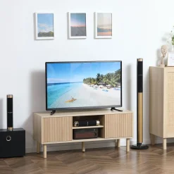 Mueble de TV Taro Homcom 2 puertas con estante natural 49x115x40 cm