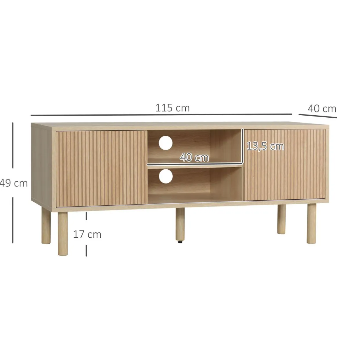 Mueble de TV Taro Homcom 2 puertas con estante natural 49x115x40 cm