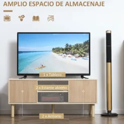 Mueble de TV Taro Homcom 2 puertas con estante natural 49x115x40 cm