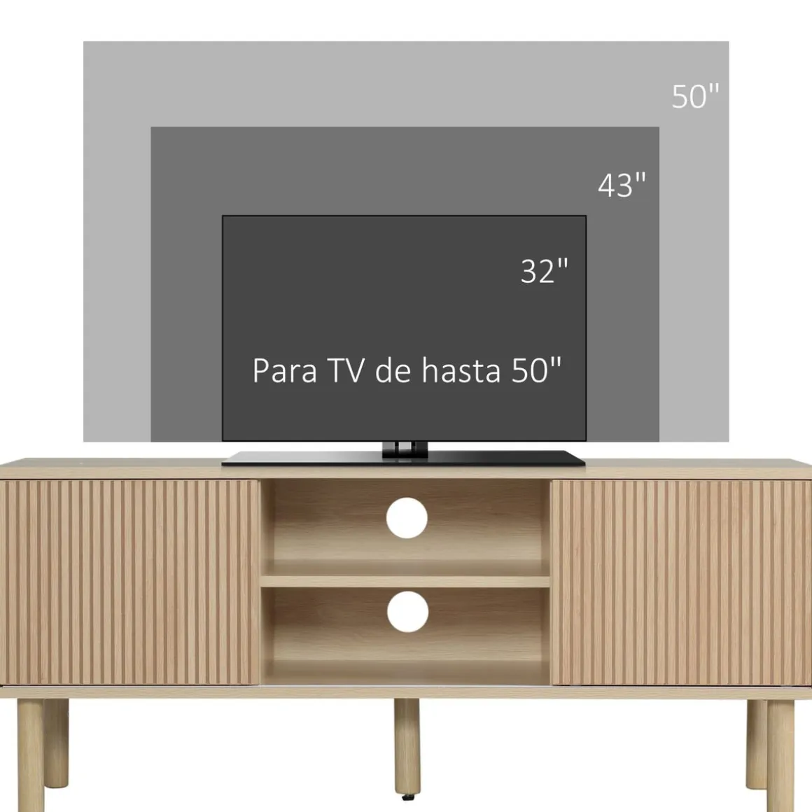 Mueble de TV Taro Homcom 2 puertas con estante natural 49x115x40 cm