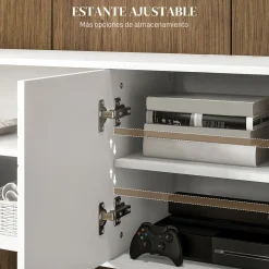 Mueble de TV Time Homcom 2 compartimentos + 2 puertas blanco 65x145x38 cm