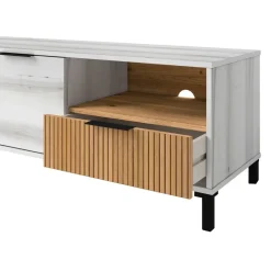 Mueble de TV Tokio 2 puertas con cajón y compartimento albo/rayado 46,5x136,3x40 cm