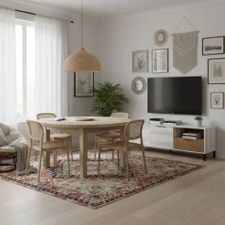 Mueble de TV Tokio 2 puertas con cajón y compartimento albo/rayado 46,5x136,3x40 cm