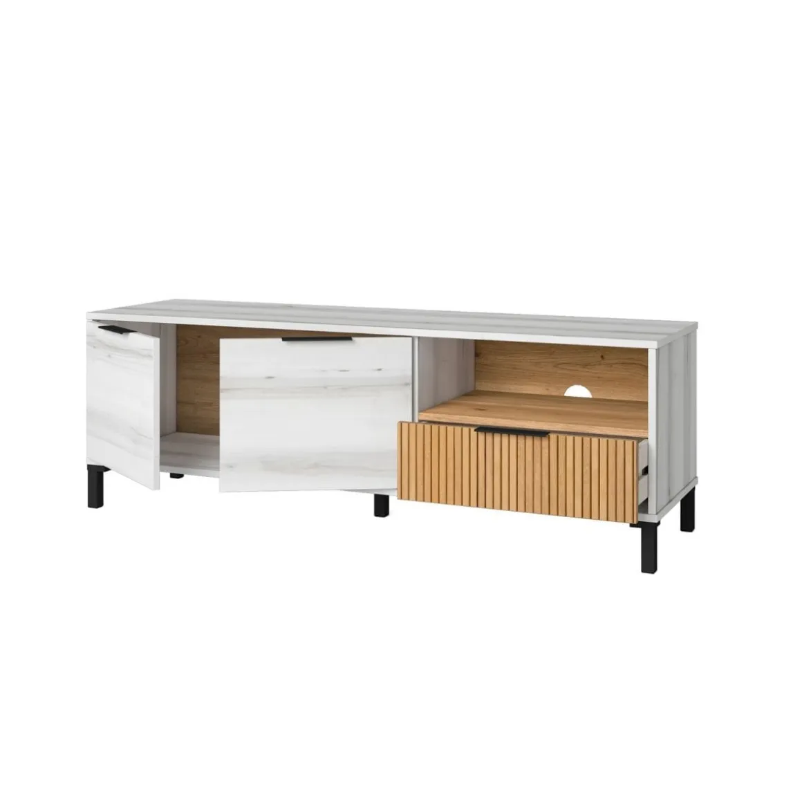 Mueble de TV Tokio 2 puertas con cajón y compartimento albo/rayado 46,5x136,3x40 cm
