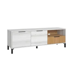 Mueble de TV Tokio 2 puertas con cajón y compartimento albo/rayado 46,5x136,3x40 cm