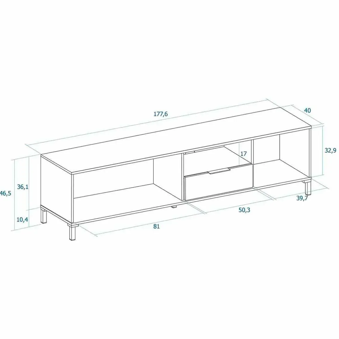 Mueble de TV Tokio 3 puertas + cajón rayado/natural 46,7x178x40 cm