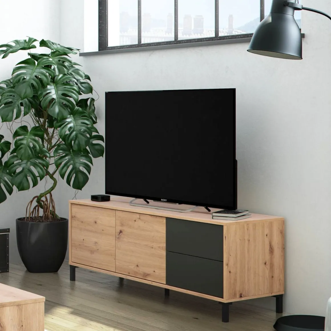 Mueble de TV Urban Plus 2 armarios + 2 cajones 47x130x41 cm