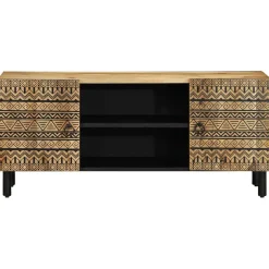 Mueble de TV Vela 2 puertas + 2 compartimentos negro/natural 46x105x33,5 cm