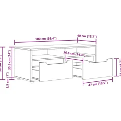 Mueble de TV Visnes 2 cajones + 2 compartimentos 38x100x40 cm