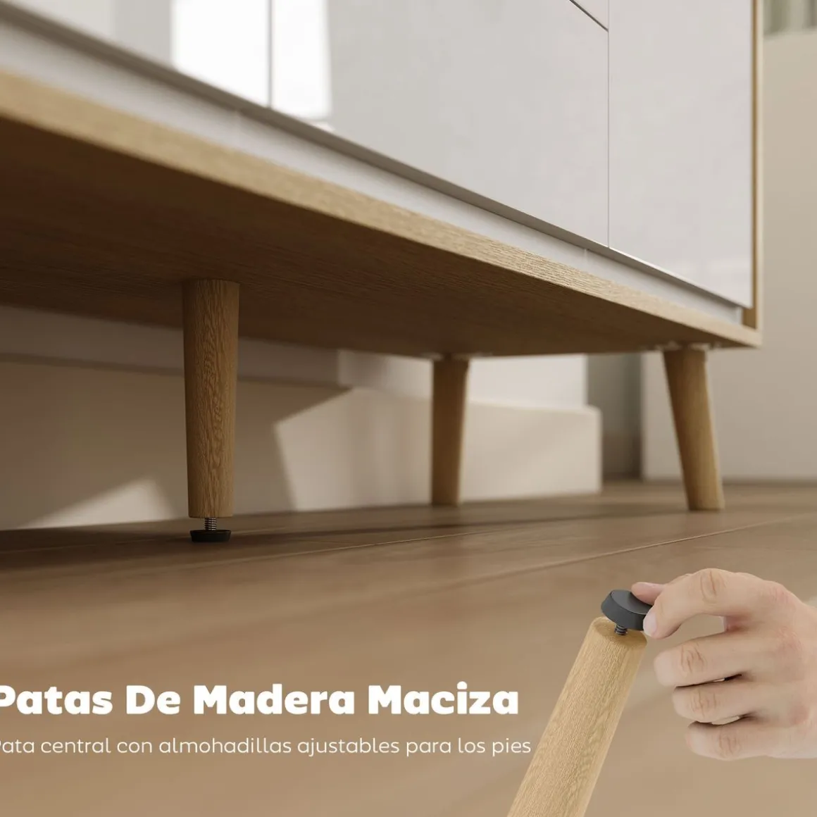 Mueble de TV Vivo Homcom 2 puertas con 2 cajones blanco/natural 50x120x35 cm