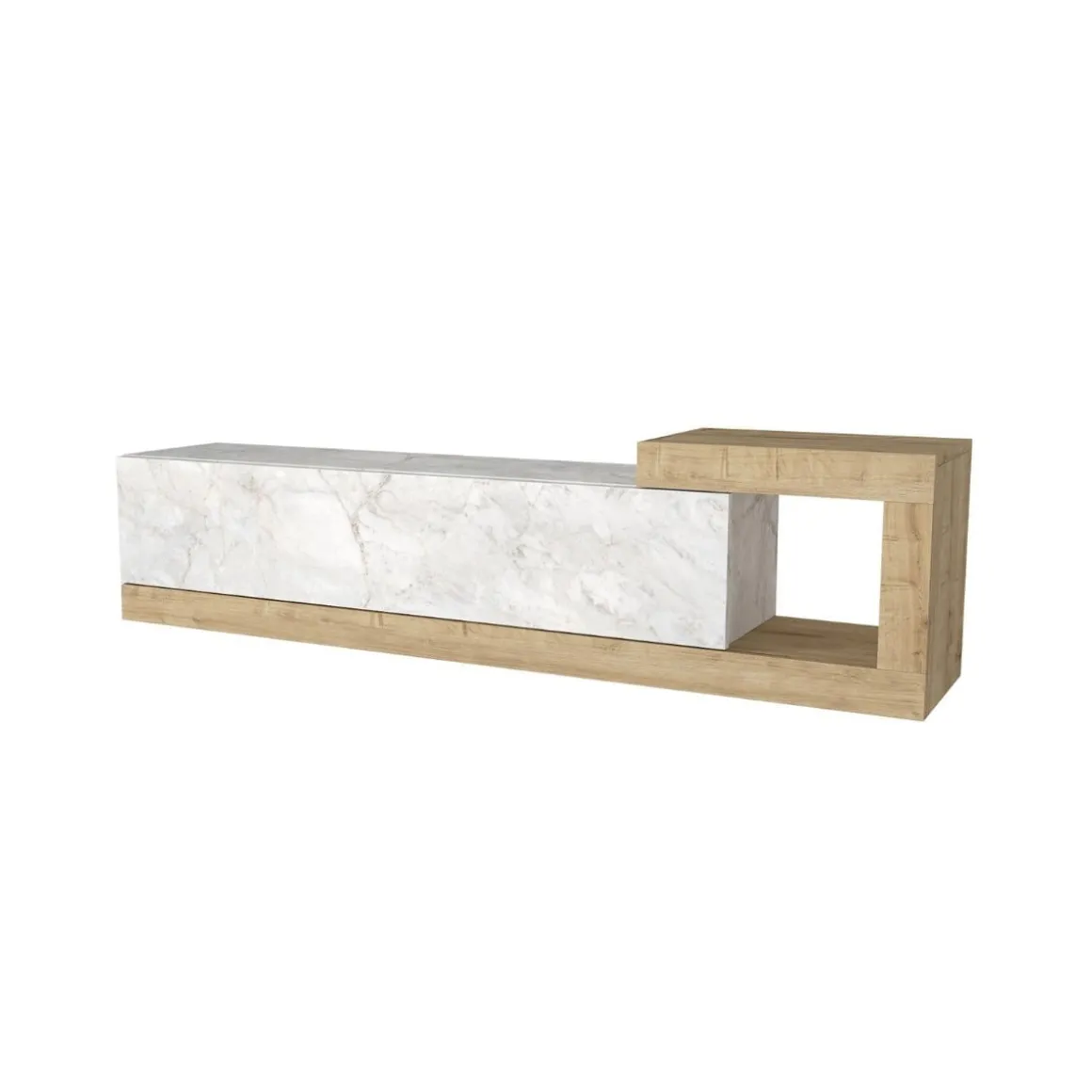 Mueble de TV Volare con puerta abatible efecto mármol gris/natural 38,6x150x29,6 cm