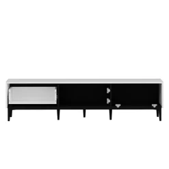 Mueble de TV Yelena 4 cajones con 2 puertas blanco/beige 90x180x45 cm