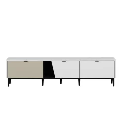 Mueble de TV Yelena 4 cajones con 2 puertas blanco/beige 90x180x45 cm