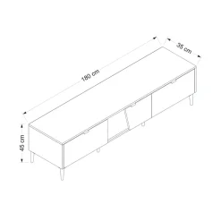 Mueble de TV Yelena 4 cajones con 2 puertas blanco/beige 90x180x45 cm