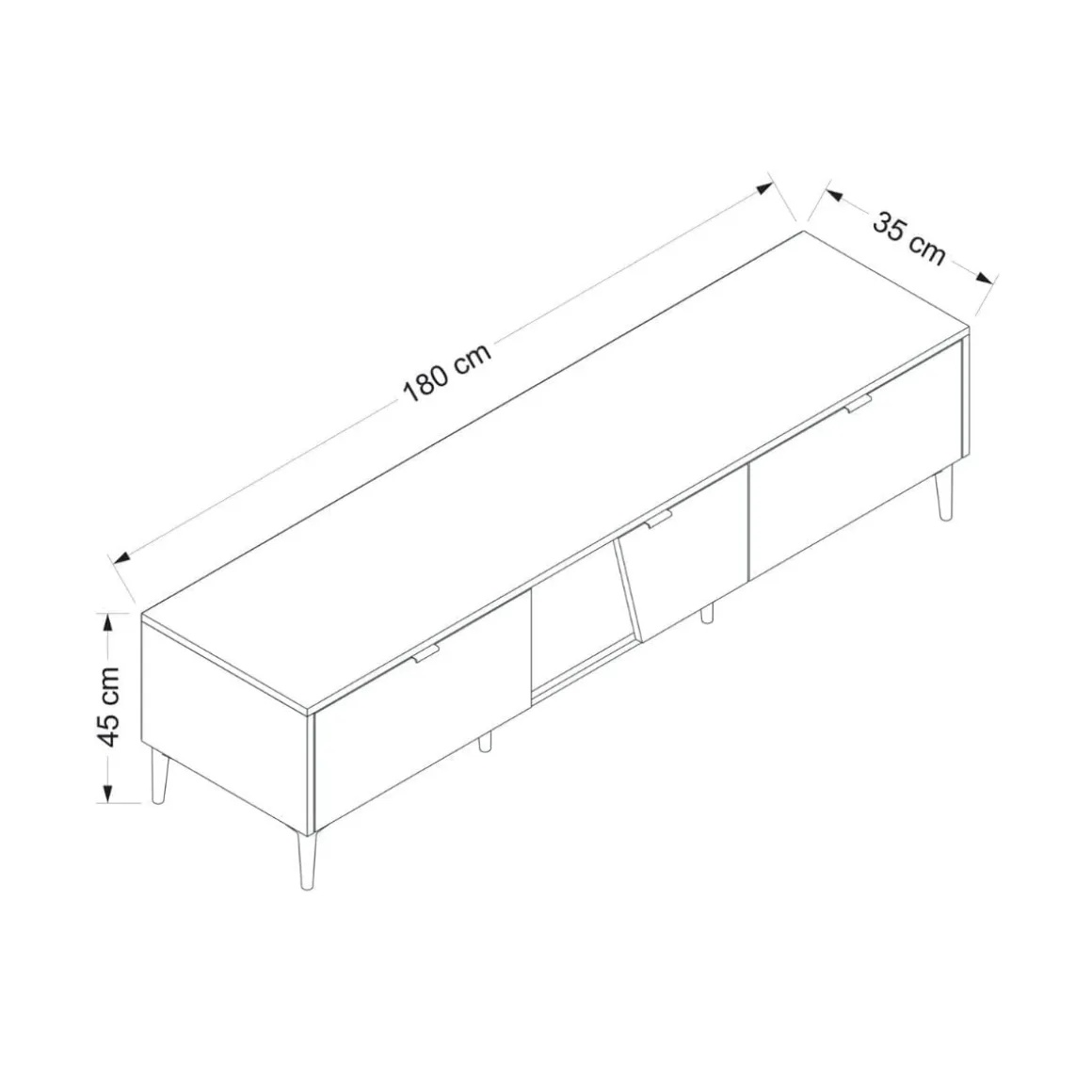 Mueble de TV Yelena 4 cajones con 2 puertas blanco/beige 90x180x45 cm