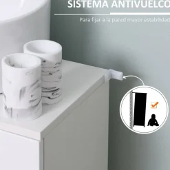 Mueble para lavabo Kleankin 2 puertas+balda interior blanco 62,5x60x30 cm