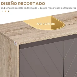 Mueble para lavabo Mole Homcom puerta doble roble/gris 59,8x60x30 cm