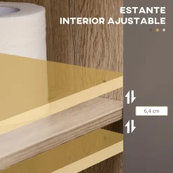 Mueble para lavabo Mole Homcom puerta doble roble/gris 59,8x60x30 cm