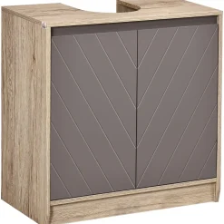 Mueble para lavabo Mole Homcom puerta doble roble/gris 59,8x60x30 cm