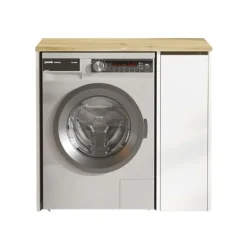 Mueble para lavadora Durango con cajón extraíble blanco/natural 88,3x93,5x60 cm