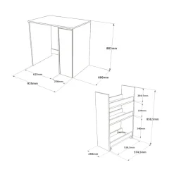 Mueble para lavadora Durango con cajón extraíble blanco/natural 88,3x93,5x60 cm