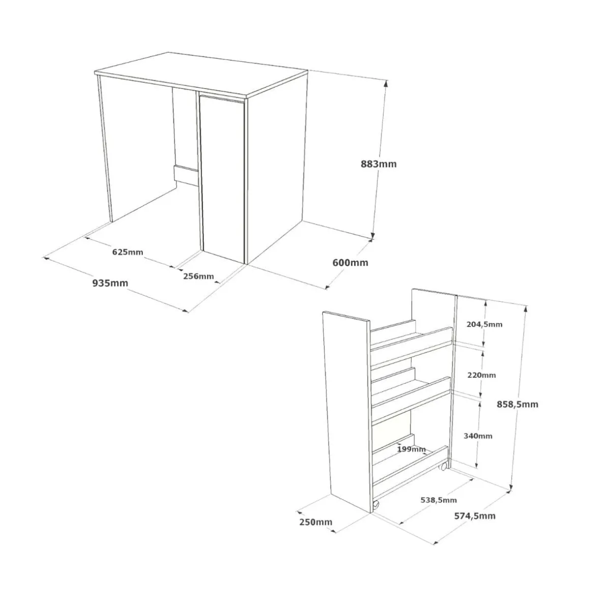 Mueble para lavadora Durango con cajón extraíble blanco/natural 88,3x93,5x60 cm