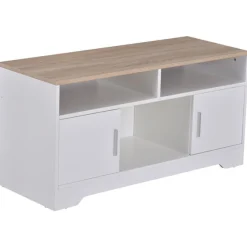 Mueble para TV Homcom 2 estantes+2 armarios+compartimento abierto blanco 52x105x40 cm