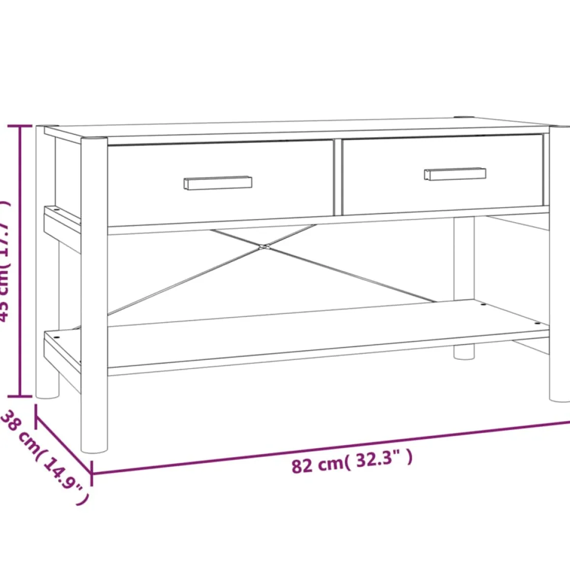 Mueble para TV Mila 2 cajones + estante inferior 45x82x38 cm