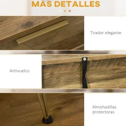 Mueble recibidor Belice Homcom 2 cajones + estante abierto natural 79x120x29 cm
