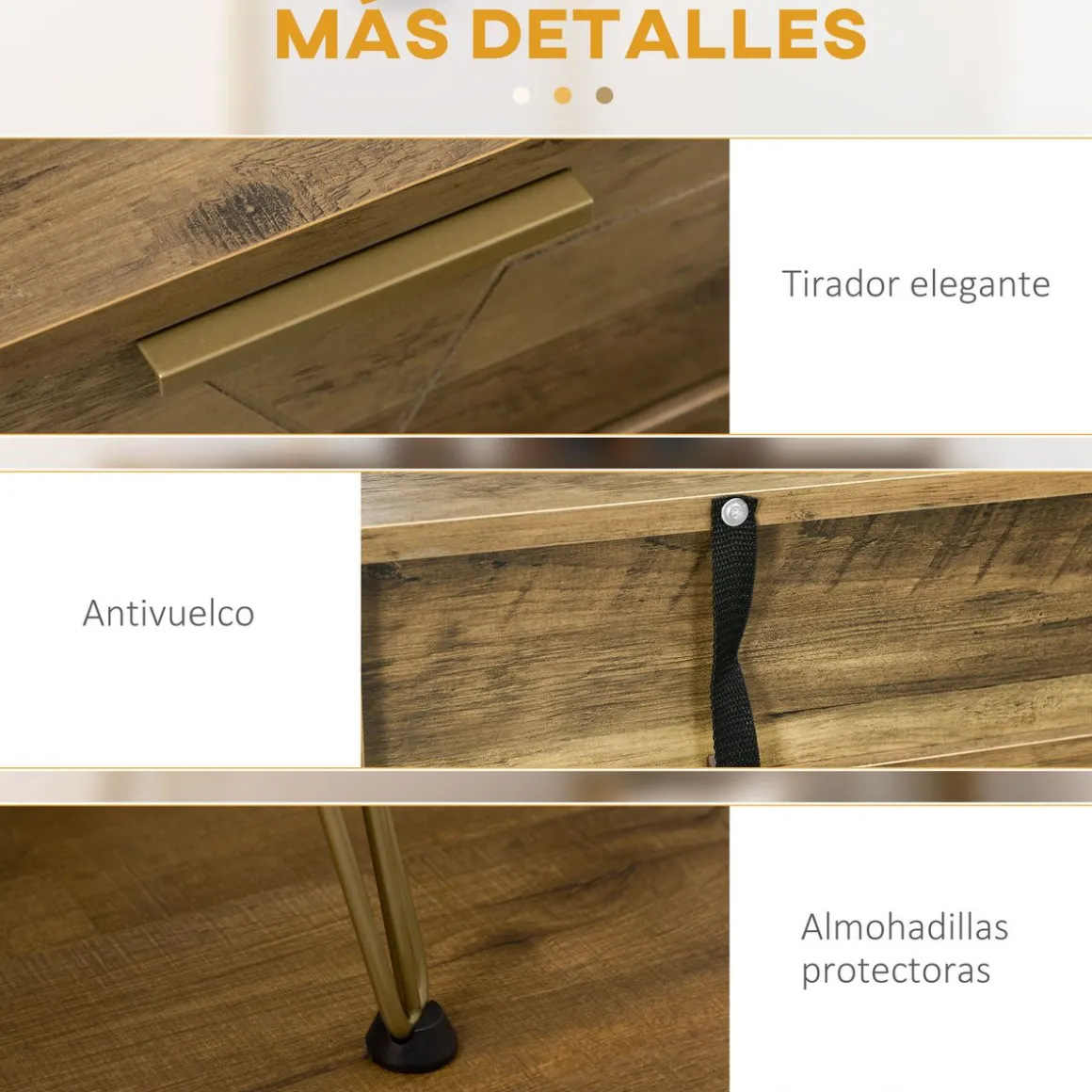 Mueble recibidor Belice Homcom 2 cajones + estante abierto natural 79x120x29 cm