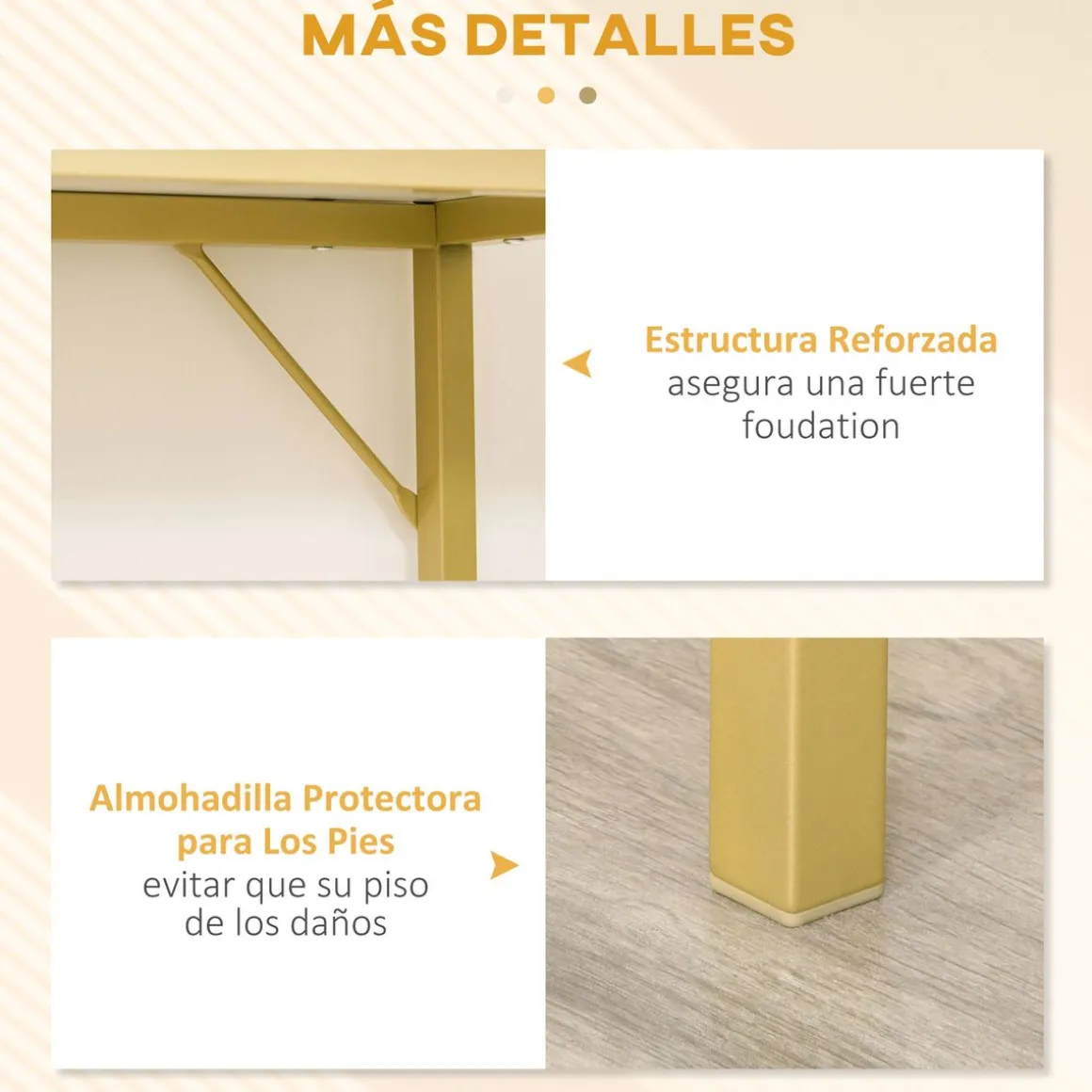 Mueble recibidor Caps Homcom cajón + estante abierto blanco/dorado 80,5x80x30 cm
