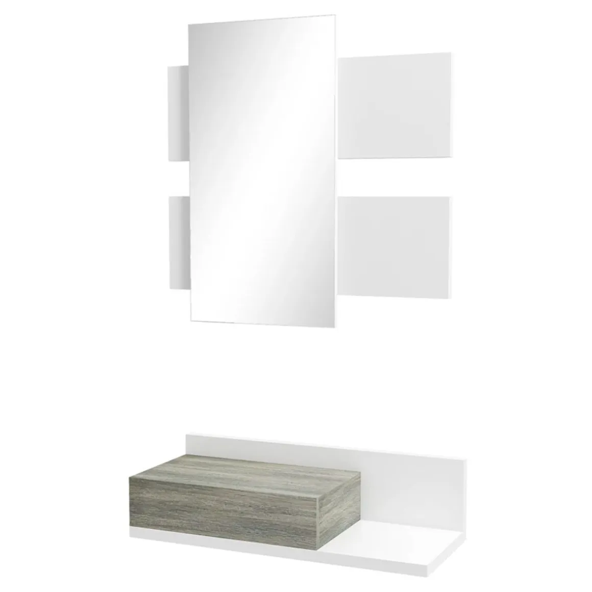 Mueble recibidor con espejo Odda Homcom 1 cajón blanco/gris