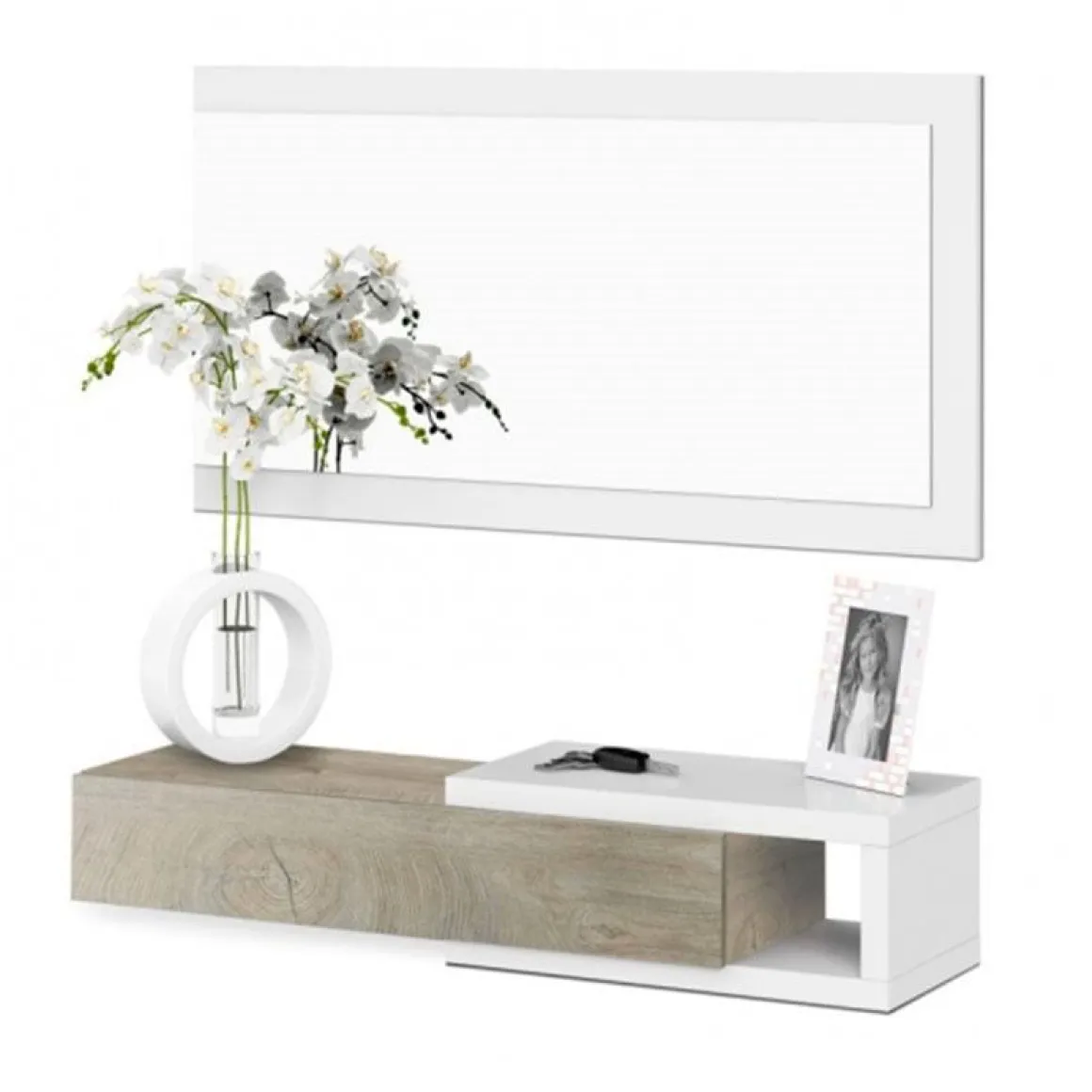 Mueble recibidor Enzo con espejo blanco artik/Alaska