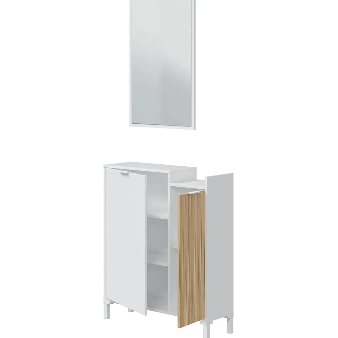 Mueble recibidor Ethna con espejo blanco Artik/natural 91x77x25 cm