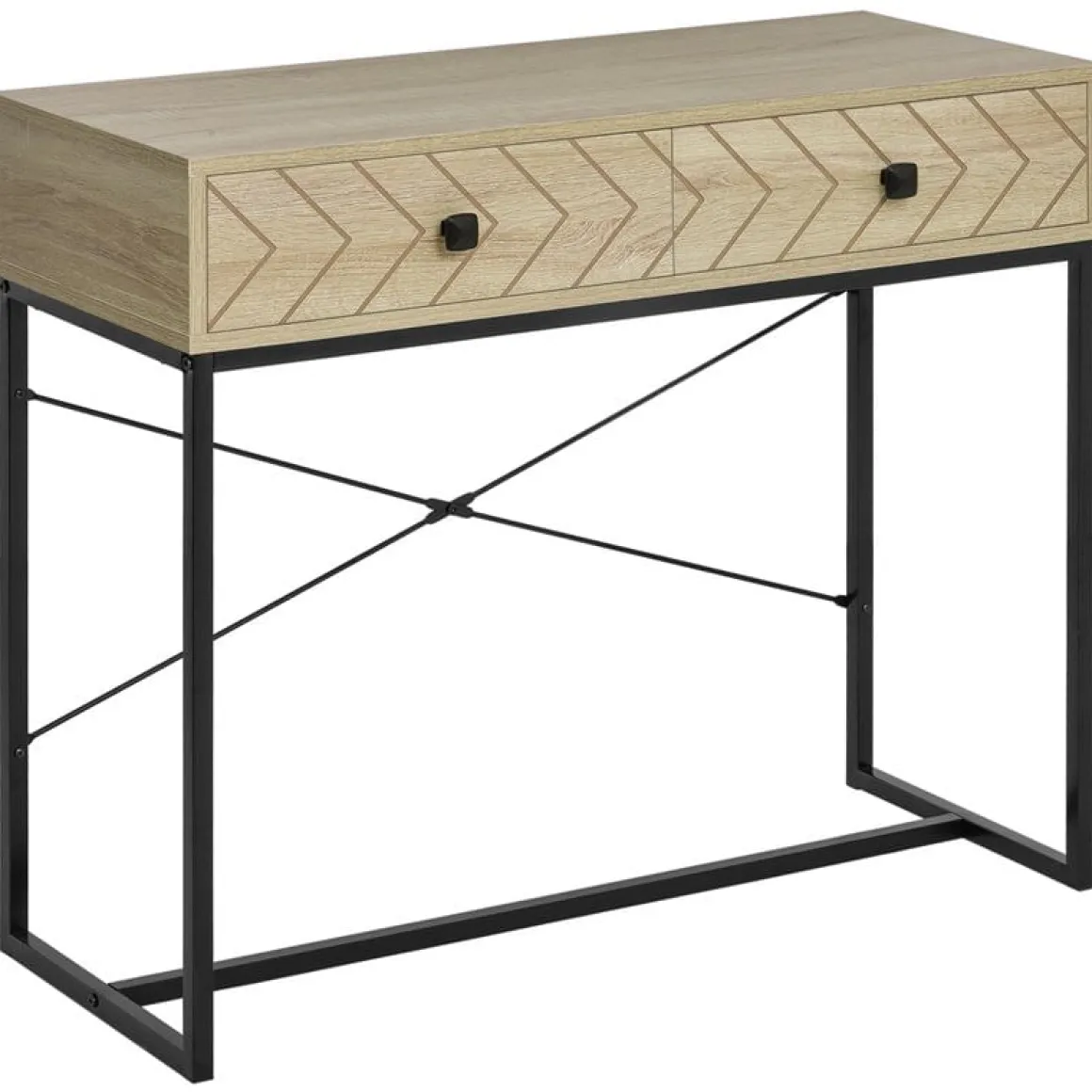 Mueble recibidor Homcom 2 cajones natural/negro 76x90x35 cm