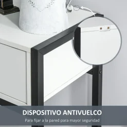 Mueble recibidor Homcom Afrodita pies ajustables + 2 cajones negro/blanco 81x34x120 cm