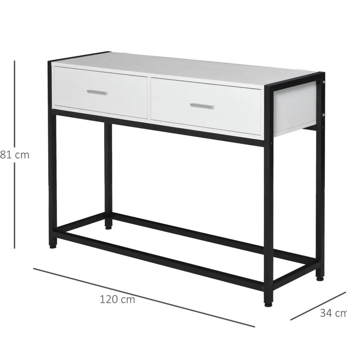 Mueble recibidor Homcom Afrodita pies ajustables + 2 cajones negro/blanco 81x34x120 cm