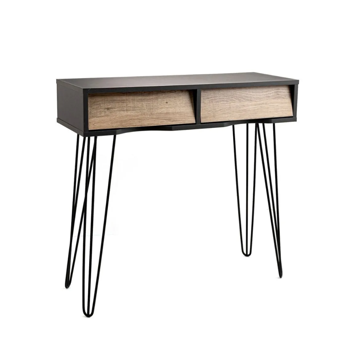 Mueble recibidor MOA Vinthera 2 cajones negro/natural 76x80x30 cm