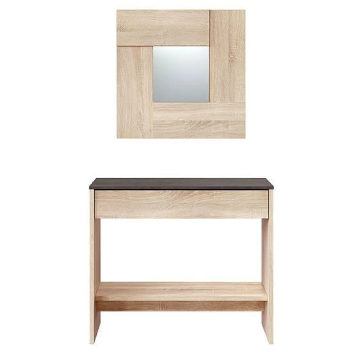 Mueble recibidor Oxys con espejo roble Canadian/grafito 92 cm