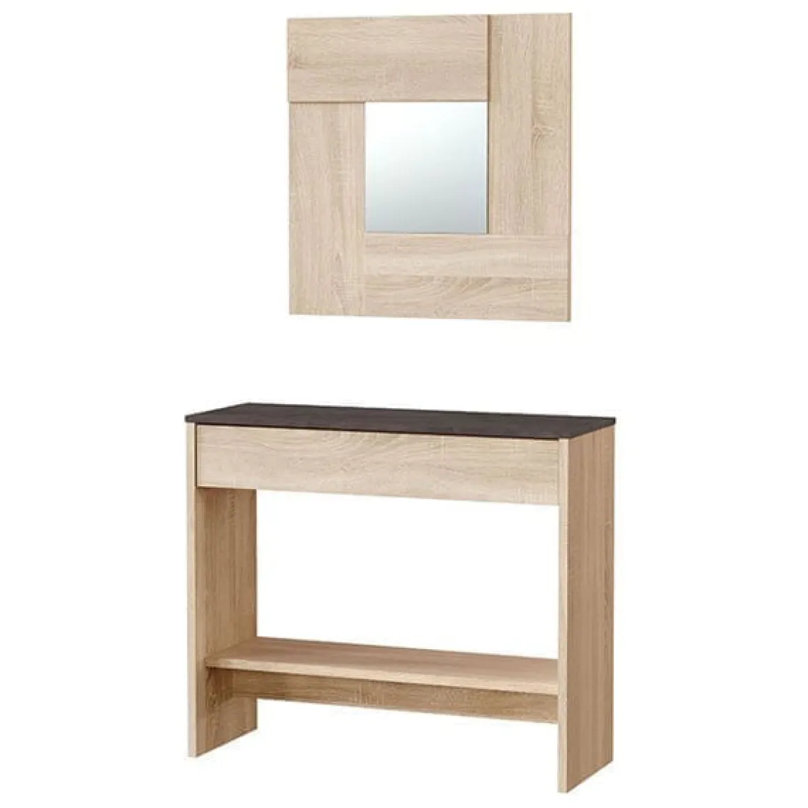 Mueble recibidor Oxys con espejo roble Canadian/grafito 92 cm