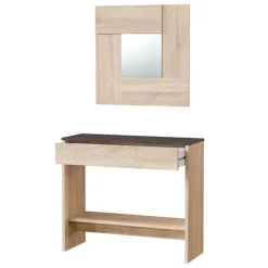Mueble recibidor Oxys con espejo roble Canadian/grafito 92 cm
