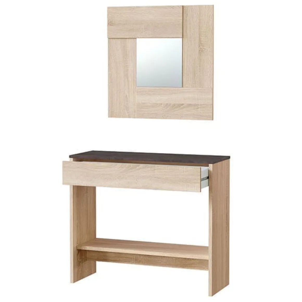 Mueble recibidor Oxys con espejo roble Canadian/grafito 92 cm