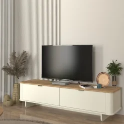 Mueble TV Bohema 2 puertas blanco/natural 46,6x180x47 cm