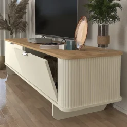 Mueble TV Bohema 2 puertas blanco/natural 46,6x180x47 cm