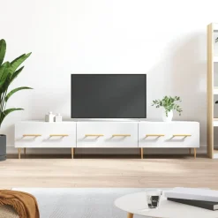 Mueble TV Cristina 3 cajones + tiradores blanco 30x150x36 cm