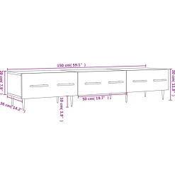 Mueble TV Cristina 3 cajones + tiradores blanco 30x150x36 cm