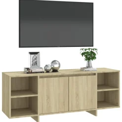 Mueble TV Dahl 2 puertas + 4 compartimentos roble 40x130x35 cm